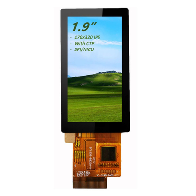 1.9 "आईपीएस टीएफटी एलसीडी टच स्क्रीन 170x320 सीटीपी और एसपीआई/एमसीयू इंटरफ़ेस के साथ पूर्ण देखने का कोण