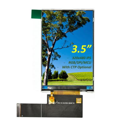 3.5 "इंच टीएफटी एलसीडी डिस्प्ले मॉड्यूल 320x480 एचवीजीए आईपीएस आरजीबी / एमसीयू / एसपीआई इंटरफेस टीएफटी एलसीडी डिस्प्ले मॉड्यूल के साथ पूर्ण देखने का कोण