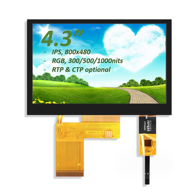 4.3 इंच TFT एलसीडी मॉनिटर RGB 800X480 ST7282 ड्राइव आईसी फुल व्यू TFT एलसीडी मॉड्यूल