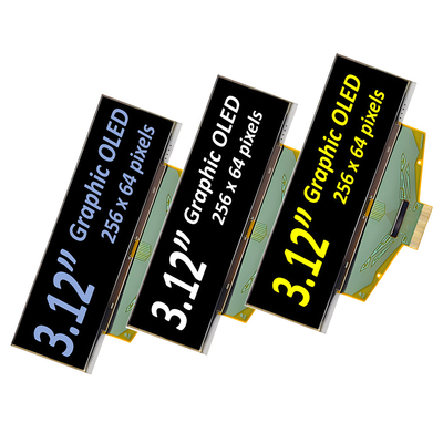 3.12 इंच औद्योगिक ग्रेड OLED डिस्प्ले मॉड्यूल- 256x64 पिक्सल, SPI, I2C इंटरफेस के साथ 30-पिन