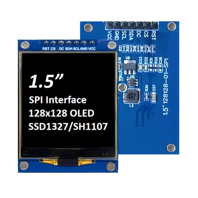 SPI 1.5-इंच OLED डिस्प्ले 128x128 डॉट मैट्रिक्स SSD1327/SH1107G सफेद / नीले फोंट 7-पिन मॉड्यूल